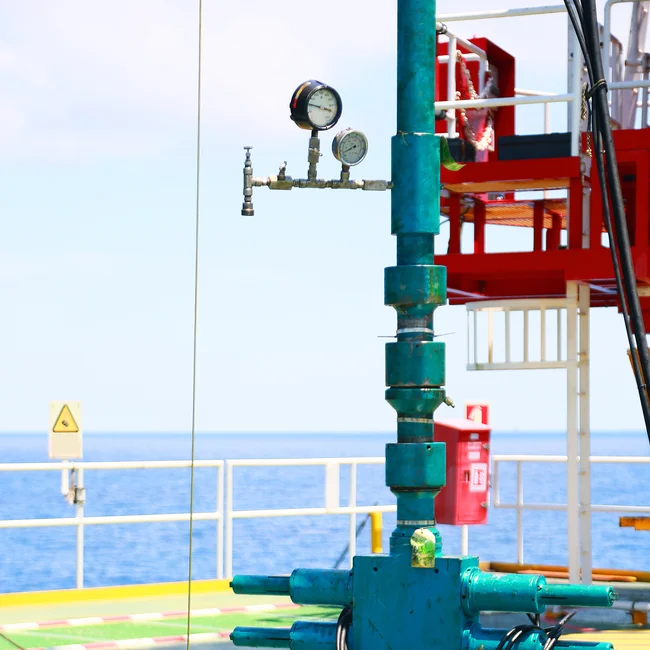 Oil rig with the ocean in the background